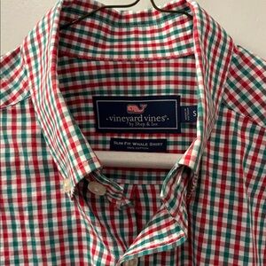 Vineyard Vines Red and Green Checkered Christmas Shirt